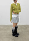Pyobe Crop Color Block Round Knit Cardigan