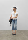 Chongnut Washed Denim Capri Pants