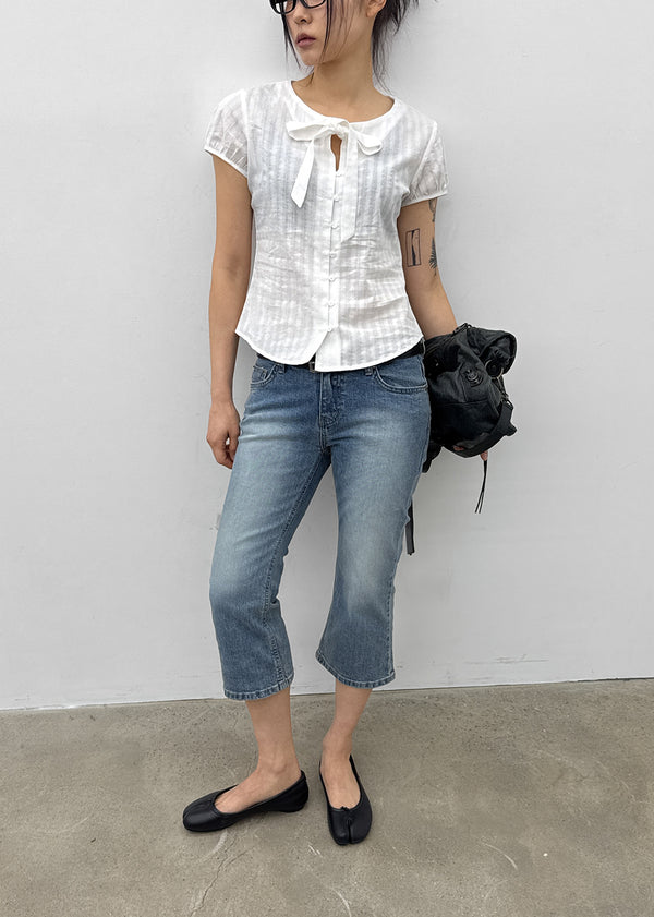 [MADE] Rouer Tie Short-Sleeve Blouse