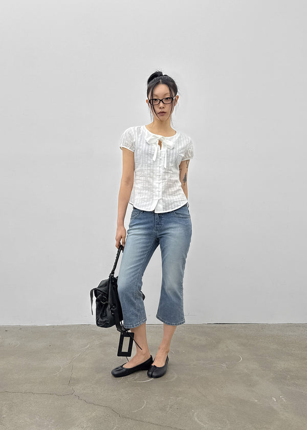 [MADE] Rouer Tie Short-Sleeve Blouse