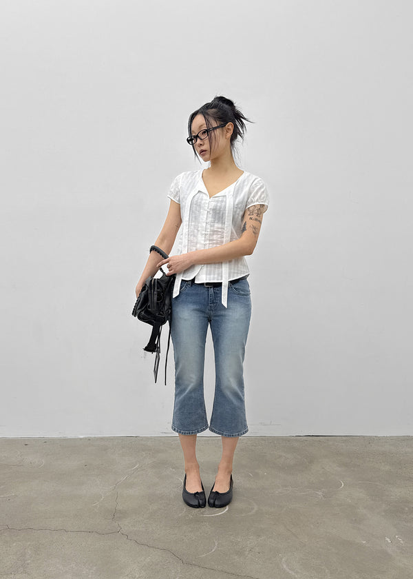 [MADE] Rouer Tie Short-Sleeve Blouse