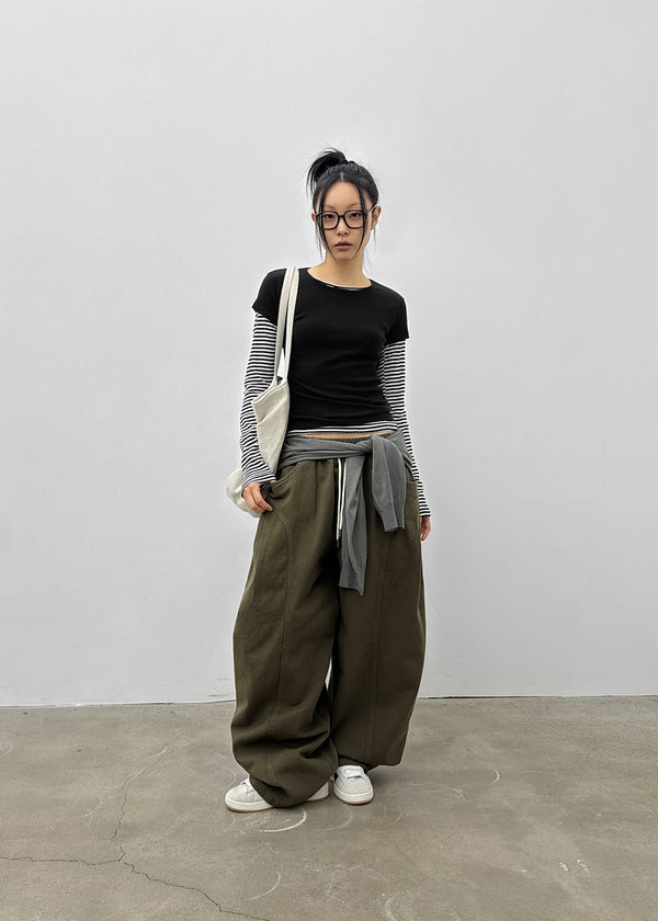 (UNISEX) Amune Cotton Wide Balloon Pants