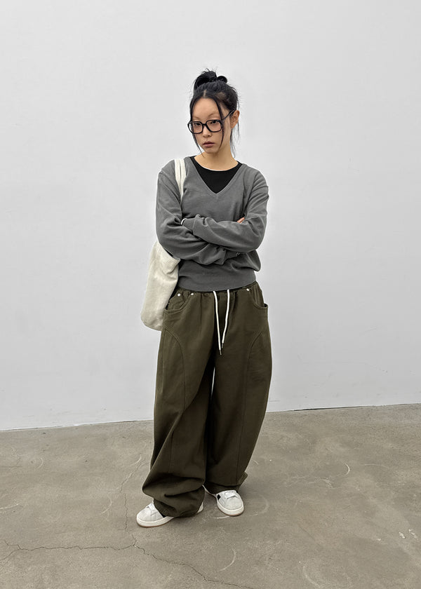 (UNISEX) Amune Cotton Wide Balloon Pants