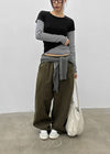 Luano Striped Round Neck Long Sleeve T-shirt