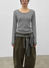 Luano Striped Round Neck Long Sleeve T-shirt