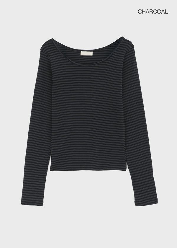 Luano Striped Round Neck Long Sleeve T-shirt