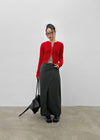 Pyobe Crop Color Block Round Knit Cardigan