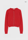 Pyobe Crop Color Block Round Knit Cardigan
