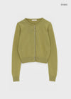 Pyobe Crop Color Block Round Knit Cardigan
