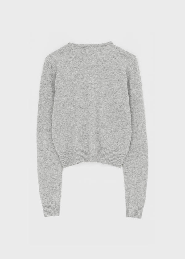 Pyobe Crop Color Block Round Knit Cardigan