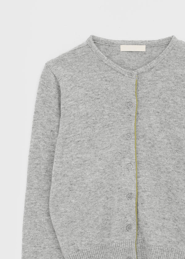 Pyobe Crop Color Block Round Knit Cardigan