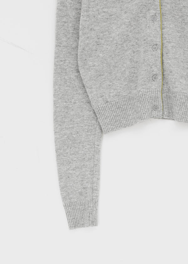Pyobe Crop Color Block Round Knit Cardigan