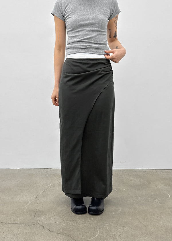 Moshipi Slit Shirring Long Skirt