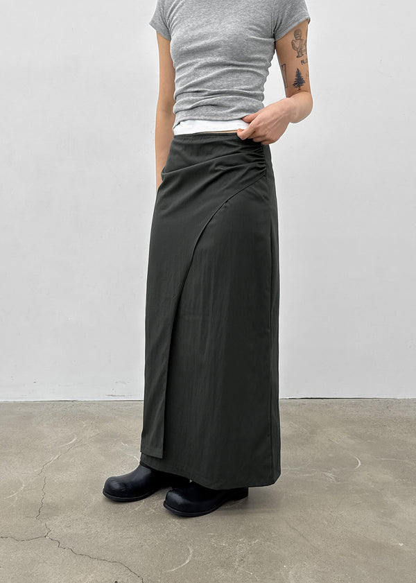 Moshipi Slit Shirring Long Skirt