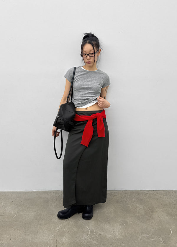 Moshipi Slit Shirring Long Skirt