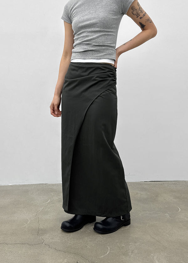 Moshipi Slit Shirring Long Skirt
