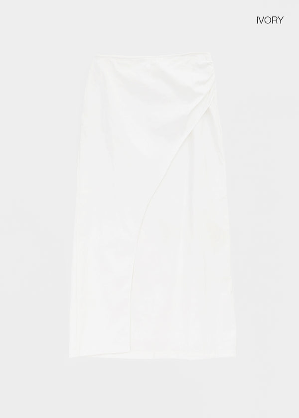Moshipi Slit Shirring Long Skirt