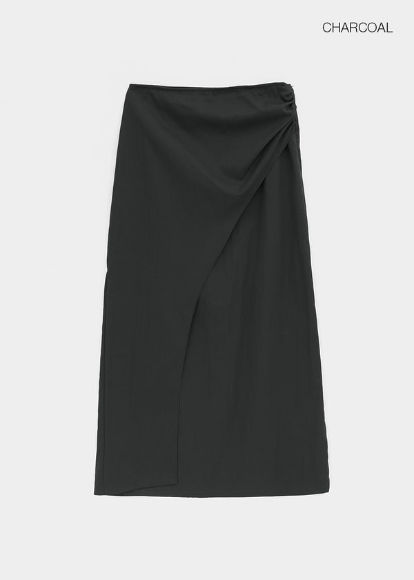Moshipi Slit Shirring Long Skirt