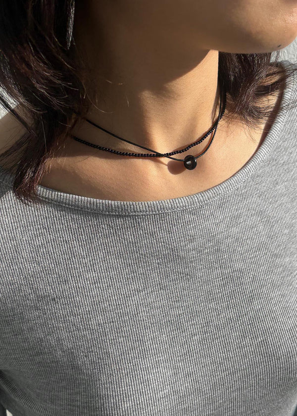 Arc Layered Onyx String Necklace