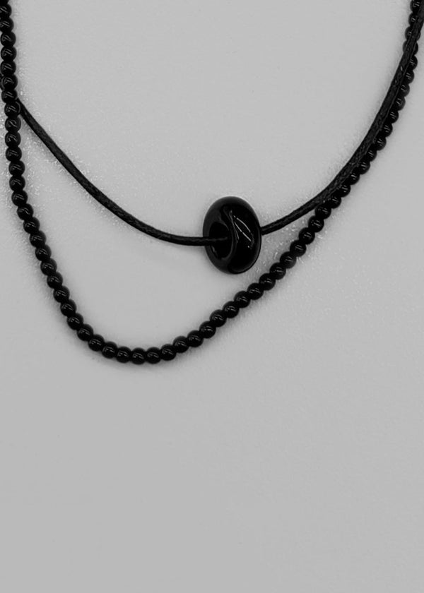 Arc Layered Onyx String Necklace