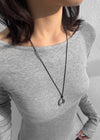 Looking Drop Silver Pendant Necklace