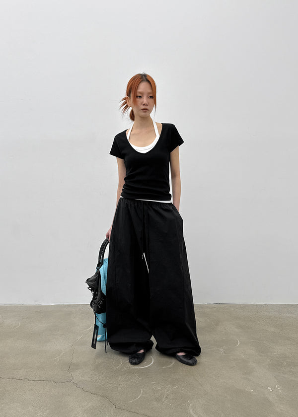 [MADE] Dutsbi Deep V-Neck Short Sleeve Top