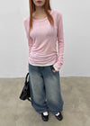 Cheto See-through Ribbed Tencel Long Sleeve Tee