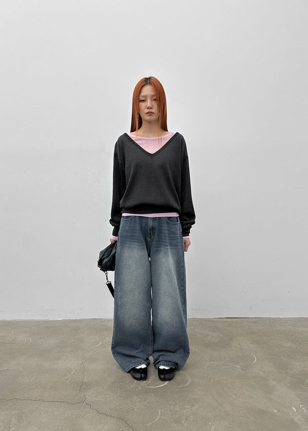 Coltoy Washed Wide Denim Pants