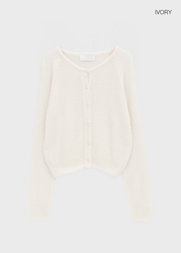 Hurit Mohair Round Knit Cardigan