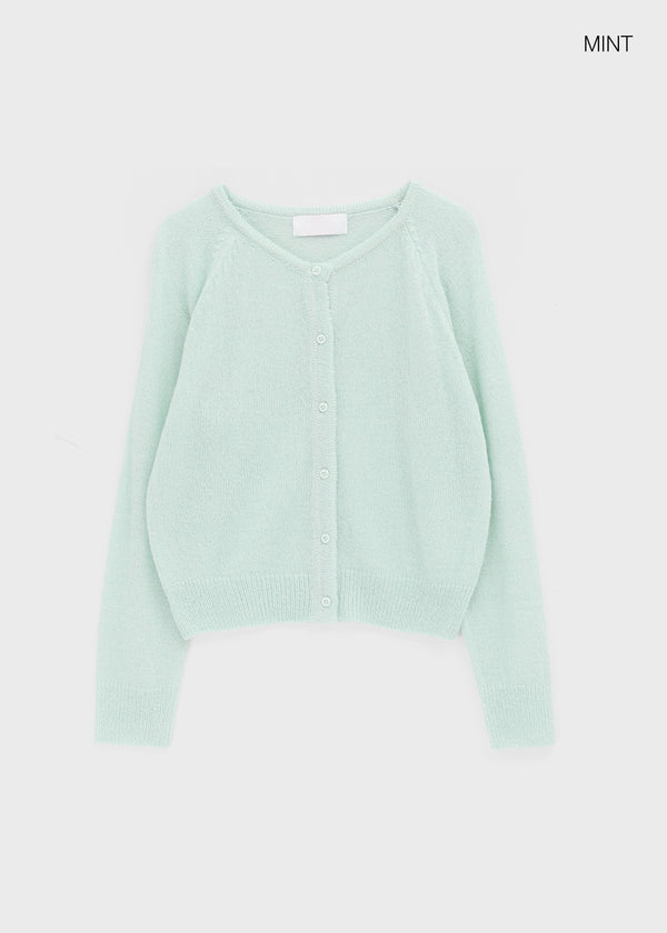 Hurit Mohair Round Knit Cardigan