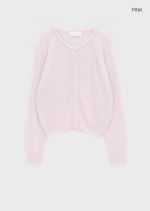 Hurit Mohair Round Knit Cardigan