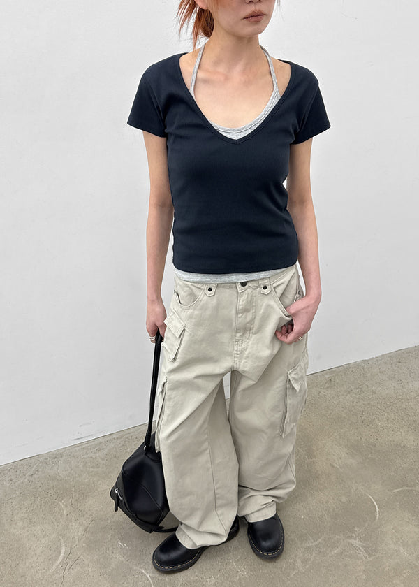 [MADE] Dutsbi Deep V-Neck Short Sleeve Top