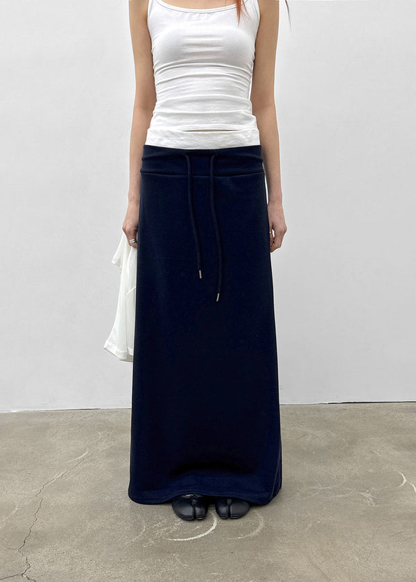 Kabdo Color-block Layered Banding Long Skirt