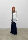 Kabdo Color-block Layered Banding Long Skirt