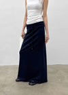 Kabdo Color-block Layered Banding Long Skirt