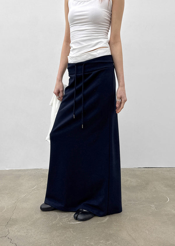 Kabdo Color-block Layered Banding Long Skirt