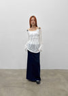 Kabdo Color-block Layered Banding Long Skirt