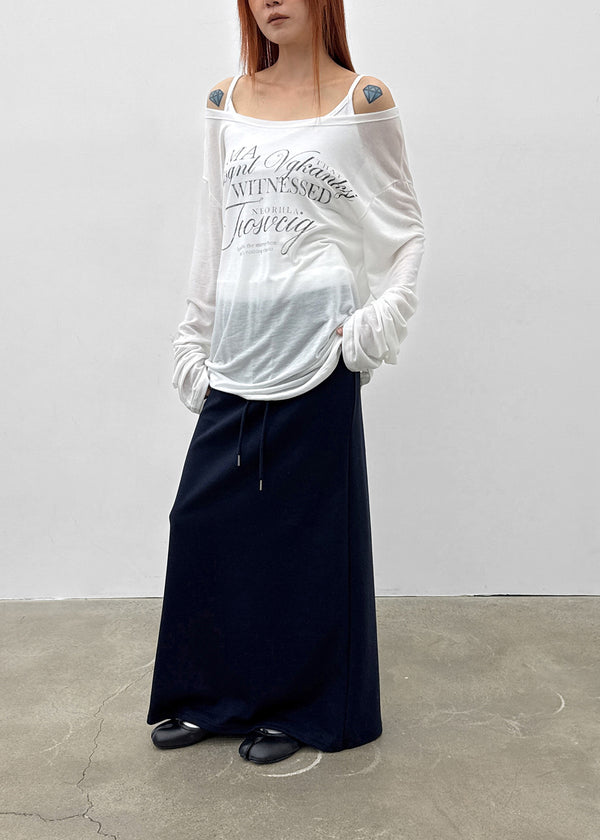 Kabdo Color-block Layered Banding Long Skirt