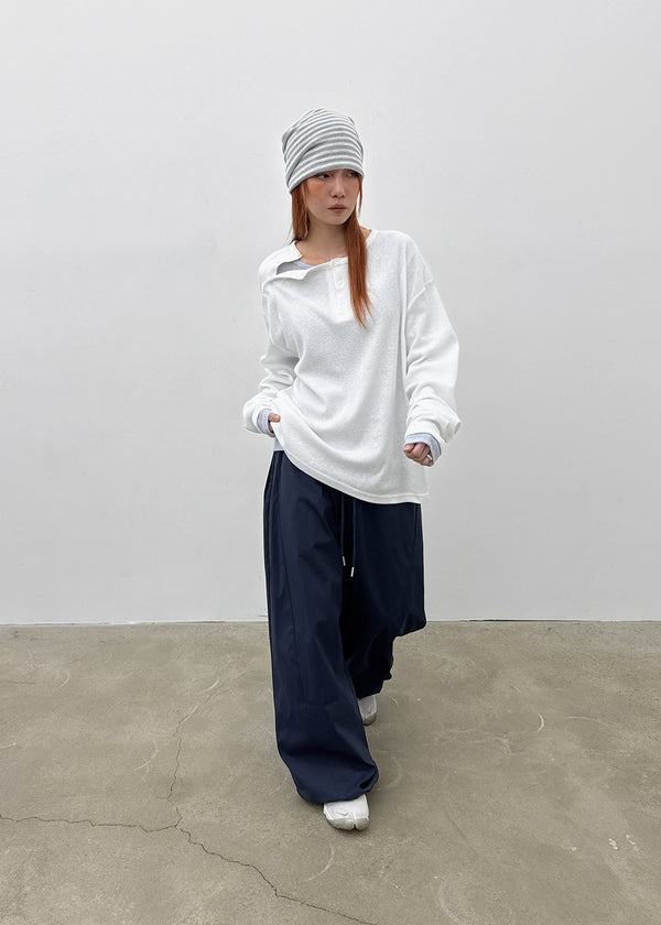 Pitan Henley Neck Waffle Warmer Long Sleeve T-shirt