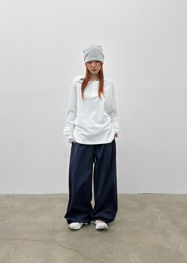 Pitan Henley Neck Waffle Warmer Long Sleeve T-shirt