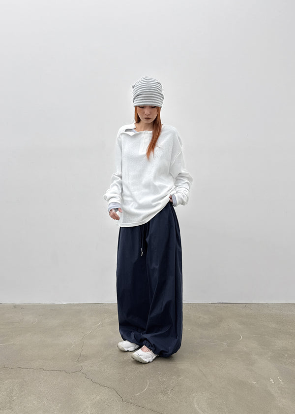 Pitan Henley Neck Waffle Warmer Long Sleeve T-shirt