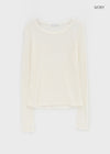 Cheto See-through Ribbed Tencel Long Sleeve Tee