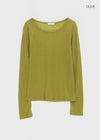Cheto See-through Ribbed Tencel Long Sleeve Tee