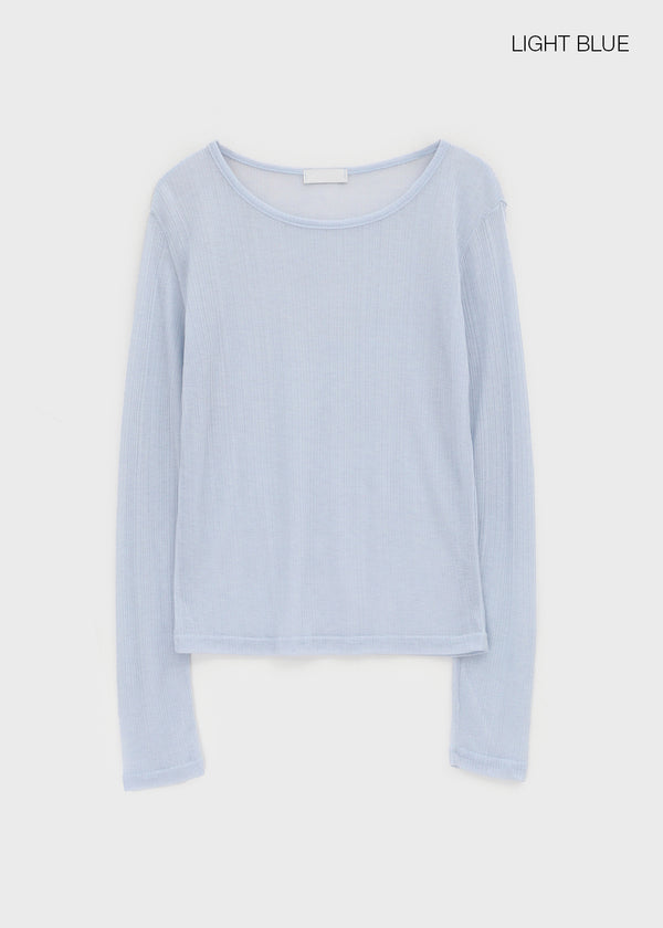 Cheto See-through Ribbed Tencel Long Sleeve Tee