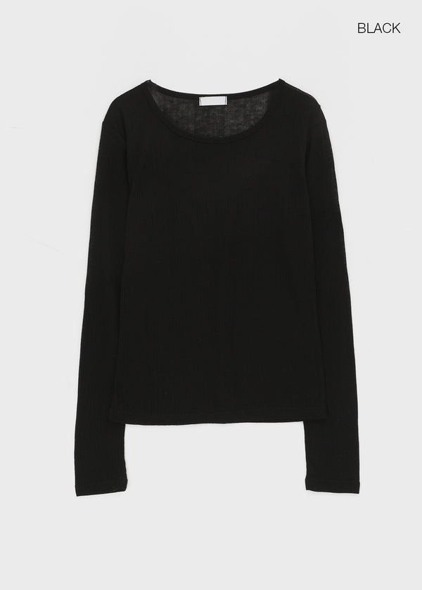 Cheto See-through Ribbed Tencel Long Sleeve Tee