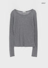 Cheto See-through Ribbed Tencel Long Sleeve Tee