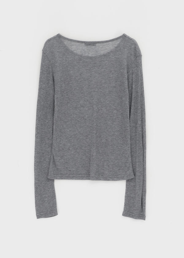 Cheto See-through Ribbed Tencel Long Sleeve Tee