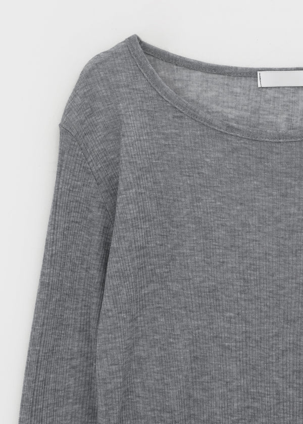Cheto See-through Ribbed Tencel Long Sleeve Tee