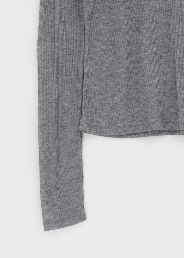 Cheto See-through Ribbed Tencel Long Sleeve Tee