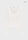 Dearlon Deep V-neck Ribbed Long Sleeve Tee
